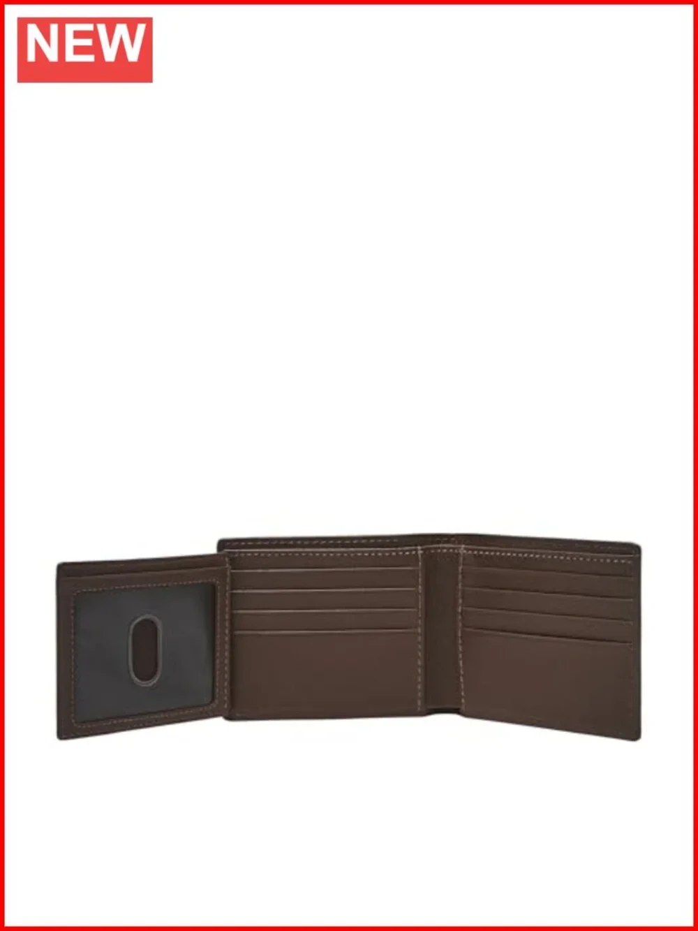 Genuine Leather Bifold Wallet with Flip ID Window